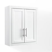 Crosley Furniture Savannah MDF Wood Wall Cabinet in White/Chrome
