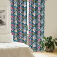 thumbnail image 3 of Ambesonne Tropical 4-Panel Curtains, Colorful Floral Petals, 56"x95", Night Blue Multicolor, 3 of 4