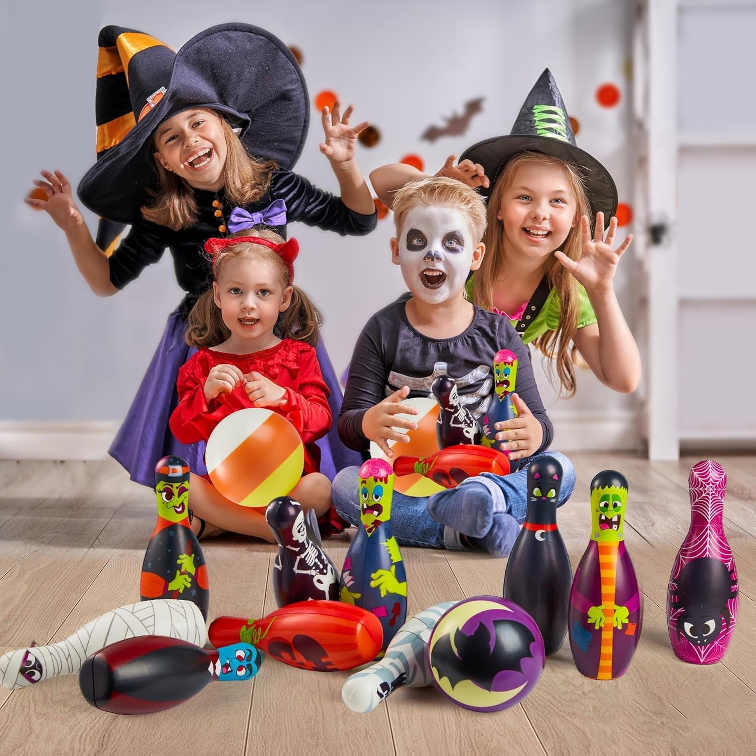 Joyfy Halloween Foam Bowling Set for Kids Toys Party Supplies, Get-Together Party, Game Day Events, Indoor Outdoor Party, Birthday Parties