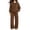 Brown, variant on Szluipve Women Full Zip Hoodie 2 Piece Outfits Drawstring Long Sleeve Zip‑Up Hooded Jacket and Elastic Waist Wide Leg Pants Casual Tracksuit Loungewear Set Light Gray XL