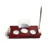 Bey-Berk Rosewood and Metal Weather Station with Card Holder Clock and Pen