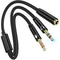thumbnail image 1 of PC Headset Splitter Cable 3.5mm Mic AUX Audio Computer Headphone Microphone Splitter Compatible with Astro A10 A40, Turtle Beach, HyperX Cloud SteelSeries, Sennheiser, Razer Gaming Smartphone Headsets, 1 of 8