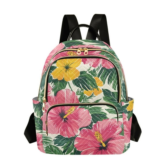 ALAZA Hibiscus Flower Leaf Womens Travel Laptop Backpack Large Daypack Ladies Shoulder Bags S