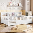 thumbnail image 3 of Bellemave Full Montessori Bed with Storage Shelves, Wood Floor Bed with High Rail and Bookcase, Easy Assemble Full Size Beds Frame(White), 3 of 8