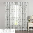 thumbnail image 4 of Grommet Curtain Panel, Embroidered Sheer Extra-Wide, Brown 54" x 96", 4 of 12