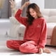 thumbnail image 3 of Conjunto de Pijama de franela para Mujer, ropa de dormir cálida de dibujos animados, estilo coreano, a la moda, para el hogar, Otoño e Invierno, 3 of 5