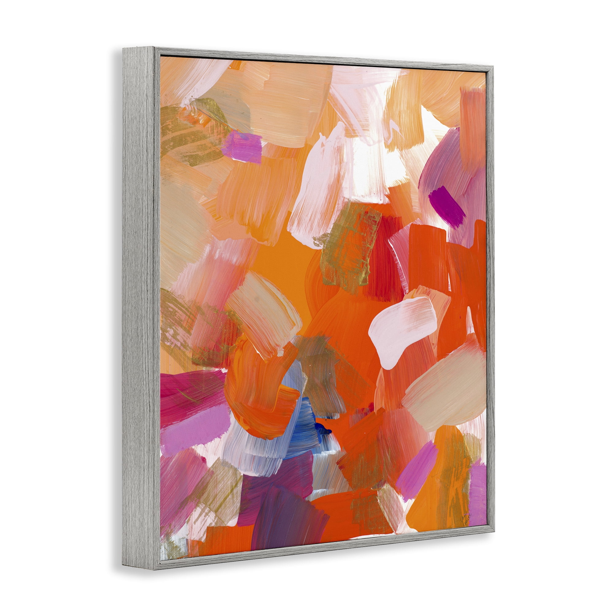 Stupell Industries Confetti Petals Abstraction Gray Framed Giclee Art, design by Lanie Loreth