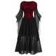 thumbnail image 1 of Womens Halloween Costumes 2024 Cosplay Gothic Dresses Women Casual Plus Size Cold Shoulder Dress Solid Color Lace Butterfly Sleeve Halloween Gothic Dress, 1 of 5