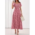 thumbnail image 3 of PRETTYGARDEN Women's Summer Boho Maxi Dresses Floral Short Sleeve Square Neck Smocked Flowy Long Dress Vacation Outfits, 3 of 10