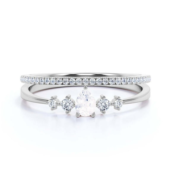 Dazzling Minimalist 1.55 Carat Pear Cut Diamond Moissanite Classic Engagement Ring, Affordable Wedding Ring in 925 Sterling Silver With 18k White Gold Plating Gift For Her, Bridal Set, Matching Band