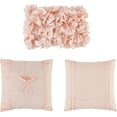 thumbnail image 5 of 7 Pieces Elegant French Country Bed in a Bag, Peach Pink Handmade Bow Tie Fluffy Bed Comforter with Down Alternative Filling, Vintage Ruched Bed Sets for Bedroom, Queen (LQ-33), 5 of 7