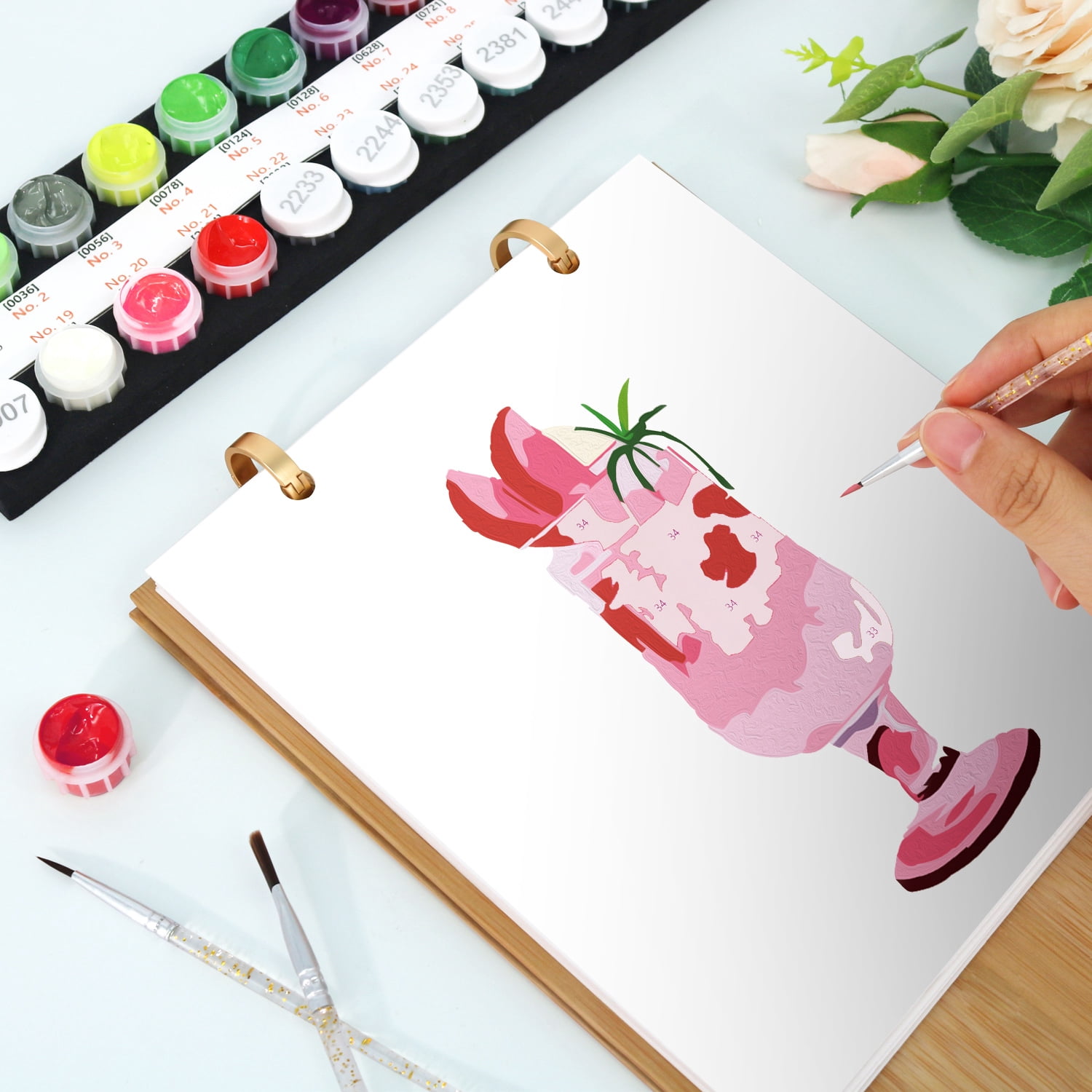 FLOPESN 2026 Desk Calendar DIY Digital Oil Painting Craft Kit, 7.1*8.8 in Paper Calendar with Special Drills for Home Office Decor