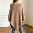 thumbnail image 4 of Asymmetric Hem Knit Poncho Shawls for Women, Solid Faux Fur Loose Cape Wrap, Soft Warm Fabric Spring Autumn Daily Fashion Layering Tops Brown XL, 4 of 6