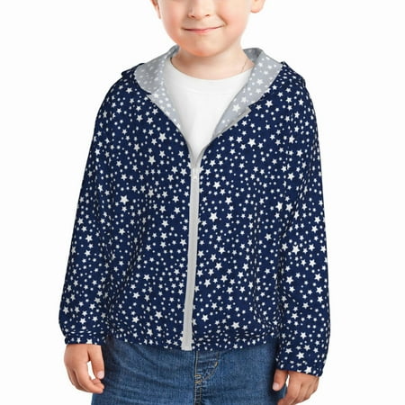 

Sun Hoodie for Kids shiny stars night sky navyblue Long Sleeve Swim Fishing Shirts Sun Protection Zip Up Jacket Clothing Athletic Hoodie