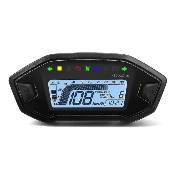Universal Motorcycle Speedometer Fuel Gauge Moto Dashboard 7 Colors Backlight LCD Odometer Digital for 1 2 4 Cylinder