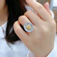 thumbnail image 6 of Yellow Diamond Blooming Flower Ring Copper With Sterling Silver Gem Inlay Adjustable Size Jewelry For Women Everyday, 6 of 6