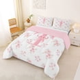 thumbnail image 2 of Manfei Lovely Monogram T Full Size Comforter Sets,Pretty Bownot Bedding Comforter Set,Pink,Pink Reversible,3-Piece,1 Comforter and 2 Pillowcases, 2 of 7