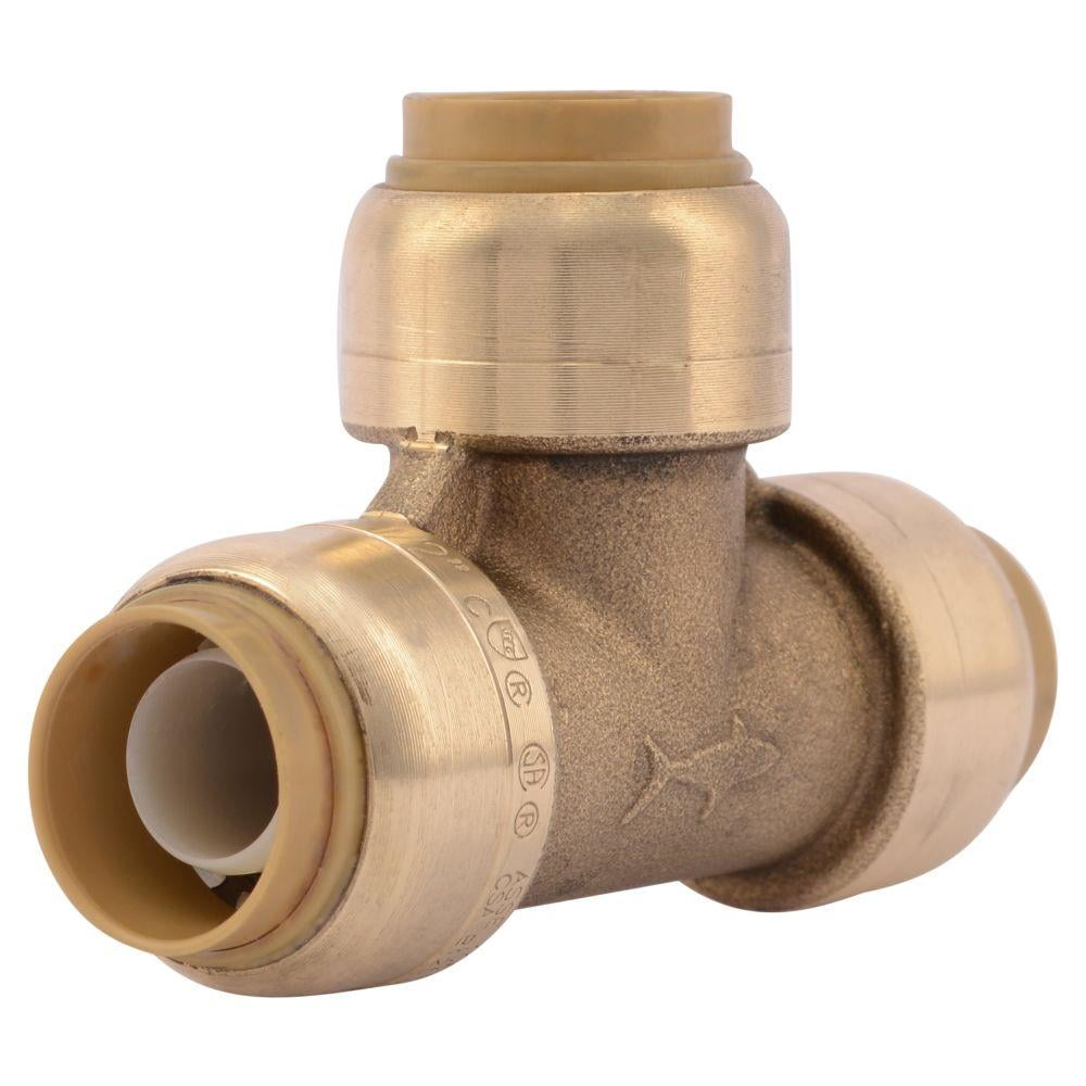 Push to Connect Lead-Free Brass Slip Tee 1/2" Sharkbite Style Push-Fit 