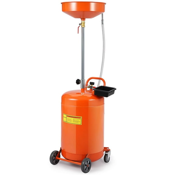 Waste Oil Drain Tank Air Operated Portable Oil Drainer with Adjustable Funnel Height Fluid Fuel Transfer Drainage with Wheels for Auto Repair Shops, Garages