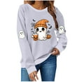 thumbnail image 2 of Halloween Sweatshirts for Women Cute Ghost Pumpkin Graphic Pullover Cozy Spooky Crewneck Fall Casual Long Sleeve Top, 2 of 4