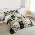 thumbnail image 3 of Manfei Wild Moose Deer Queen Comforter Set 3 Pieces, Rustic Lodge Cabin Farmhouse Bedding Sets, Green Brown Plaid Checkered Bedding Comforter Set, Lightweight Room Decor, 3 of 8