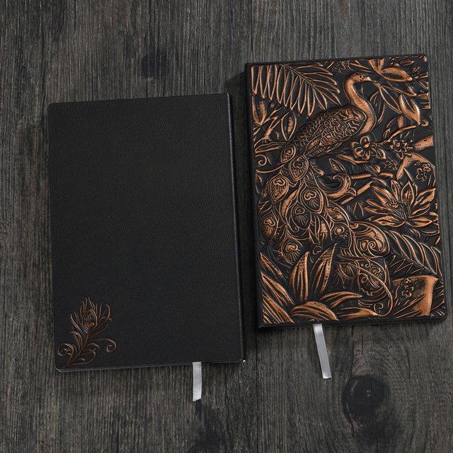 Fiudx Liquidación de ofertas flash Libro de tapa dura de alta gama para reuniones anuales, bloc de notas de estilo europeo antiguo A5 con diseño de pavo real