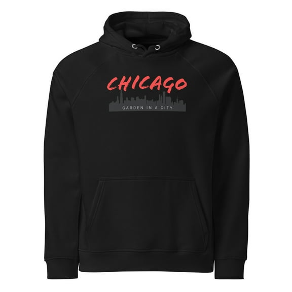 Chicago Garden In A City Unisex eco raglan hoodie (Black, XS)