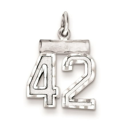 925 Sterling Silver Diamond Cut Small #42 Solid Charm Pendant