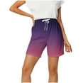 thumbnail image 2 of Ahuyic Womens Shorts,Plus Size Pants for Women,Casual Womens Fashion Print Color Elastic Waist Bandage Short Pants,Purple,XL, 2 of 4