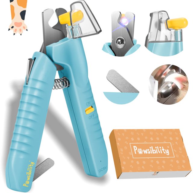 Cortaúñas para mascotas Pawsibility con luz LED recargable por USB