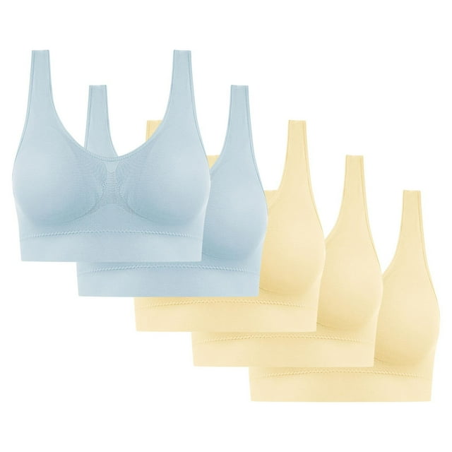 5PC Women's High Impact Sports Bra - Seamless Wireless Support | Comfortable Workout Bralette with Pad Insert Slots