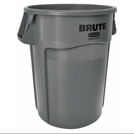 Rubbermaid FG264360GRAY 44 Gal Round Gray Trash Can Polyethylene