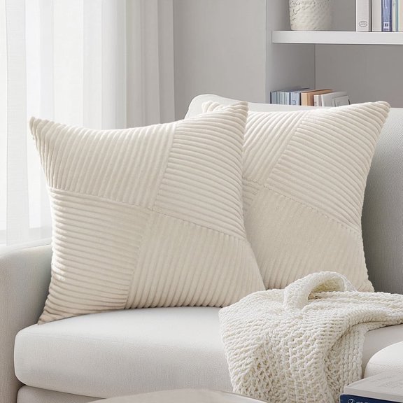 Throw Pillow Covers,Soft Corduroy Decorative Pillow Covers Windmill Textured Striped Cushion Cover