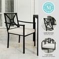 thumbnail image 4 of Martha Stewart Indoor-Outdoor Stackable Patio Dining Armchair with Steel Frame in Black with Cream All-Weather Cushion, 4 of 13