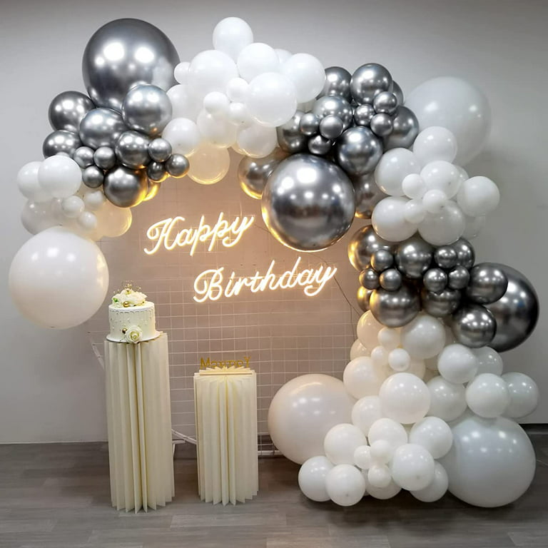 Latex Balloon Garland DIY White / Gold Assorted 4 m 66 Parts : Amscan Europe