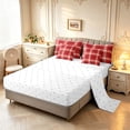 thumbnail image 3 of Manfei Vintage Grid 7pcs Queen Bedding,Modern Check Bedding Comforter Set Queen,Red White Pink,Reversible, 3 of 7