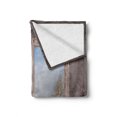 thumbnail image 2 of Rustic Soft Flannel Fleece Blanket, Winter Season Scene from a Wooden Window of Country House Snow Vintage Design, Cozy Plush for Indoor and Outdoor Use, 50" x 70", Umber White Blue, by Ambesonne, 2 of 6