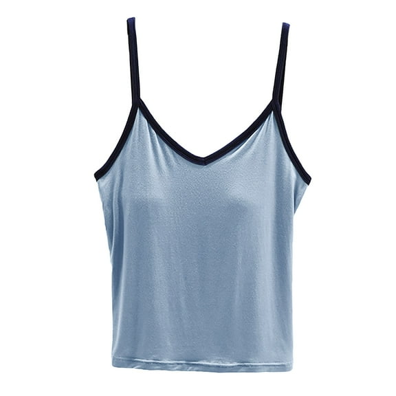 Yubnlvae Adjustable Shelf Bra Tank Tops - Women's Yoga & Workout Camisoles (Seamless Layering, Padded Support) Blue 1 L