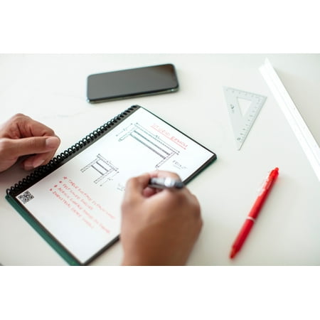 "Rocketbook Fusion Smart Reusable and Sustainable Smart Spiral Notebook - Red - Executive Size Eco-Friendly Notebook (6"" x 8.8"") Includes 1 Pen and Microfiber Cloth"