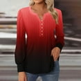 thumbnail image 2 of FAIWAD Women's V Neck Long Sleeve Tunic Tops Gradient Pleated Layered Button Down Slim Pullover Tops, 2 of 5