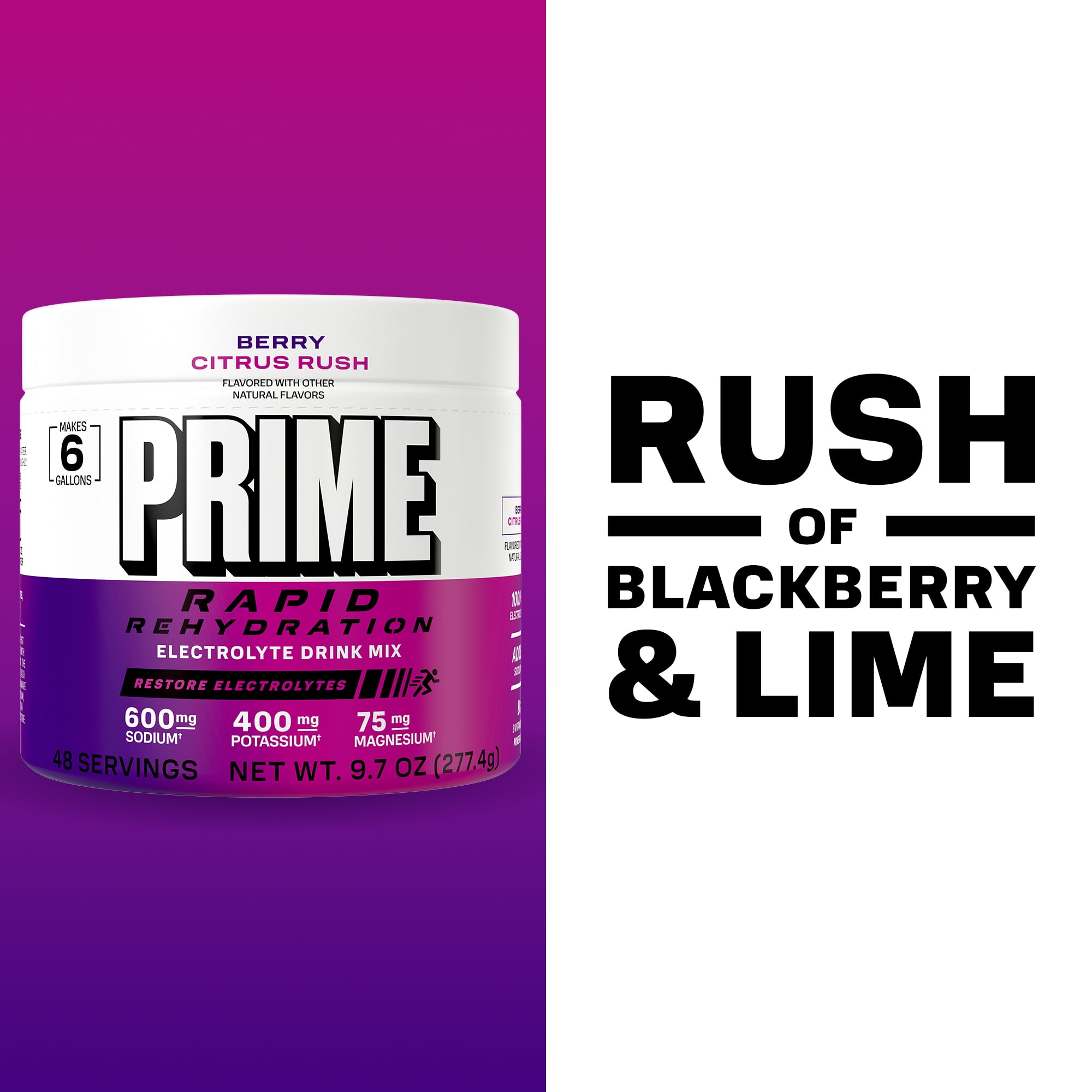 Prime Rapid Rehydration Powder, Berry Citrus , 48 srv, Tub