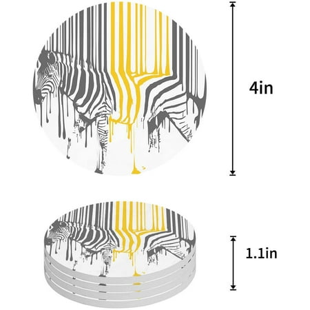 

ZHANZZK Zebra Set of 6 Round Coaster for Drinks Absorbent Ceramic Stone Coasters Cup Mat with Cork Base for Home Kitchen Room Coffee Table Bar Decor