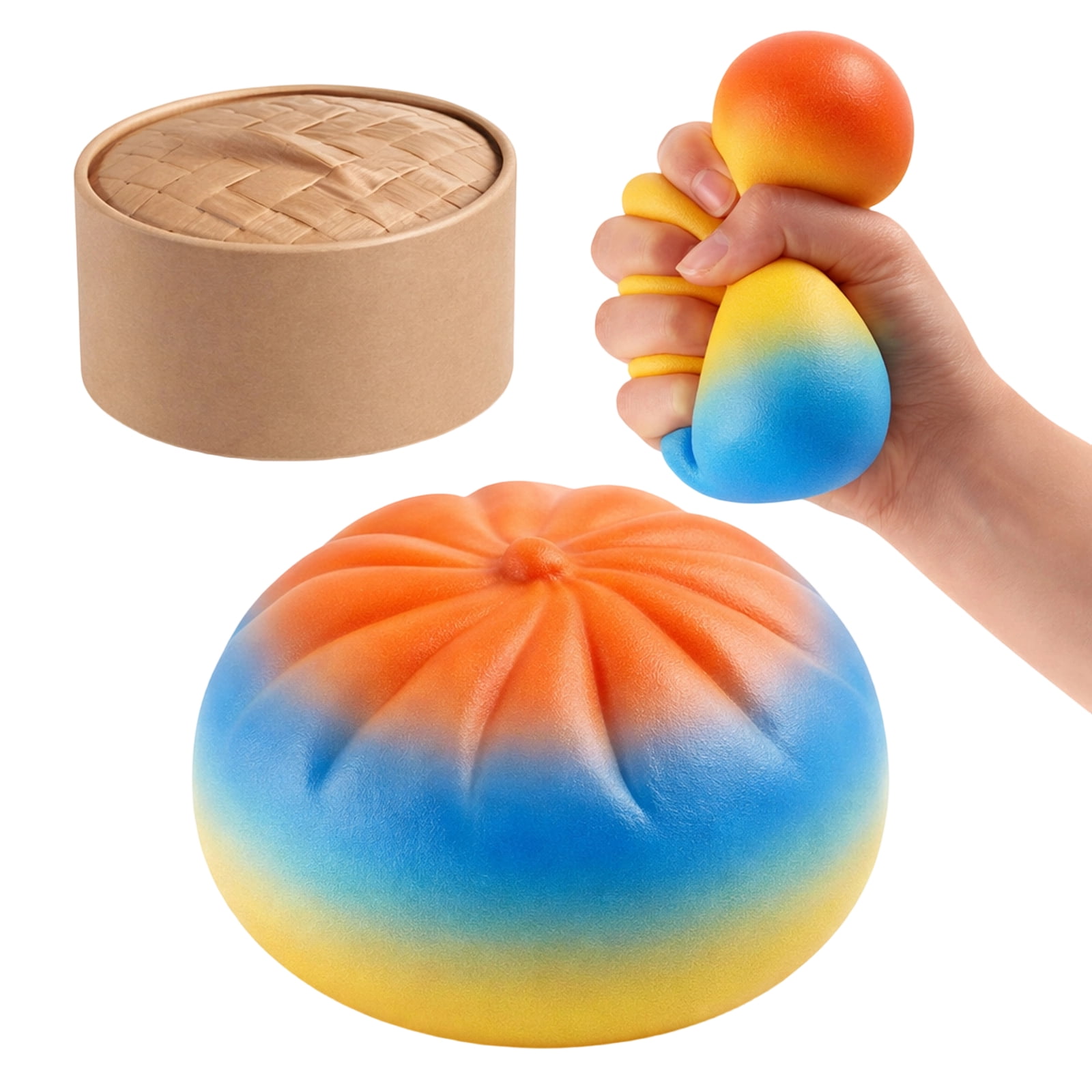 10Pcs Colorful Dumpling Squishy, Cute Squishy Dumpling Large with Steamer, Squishy Dumpling Doll with Cute Expressions, Silicone Bun Sensory Fidget Dolls, Hand Pinching Decompression Dolls