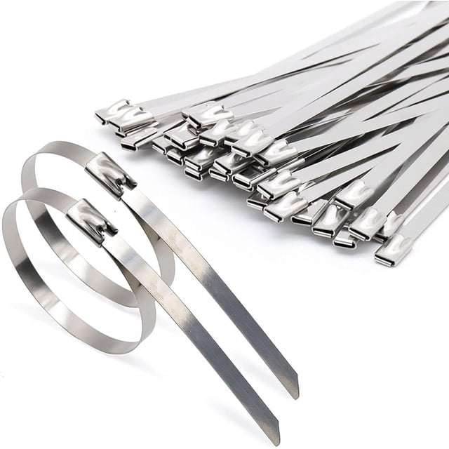 Metal Zip Ties, Heavy Duty 304 Stainless Steel, Perfect For Outdoor Binding And High-Temperature Environments, Self-locking Cable Ties For Multi-purpose Applications