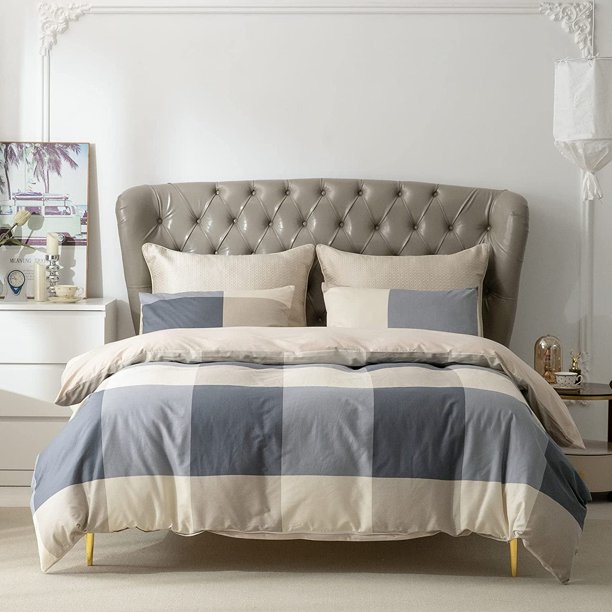 Funda Nórdica King, 100% Algodón, Juego de cama de 3 piezas, Gris Hotel
