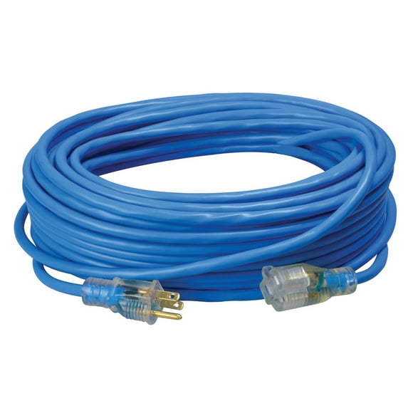 Coleman Cable 02469 14/3 SJTW Low-Temp Outdoor Extension Cord with Lighted End, 100-foot