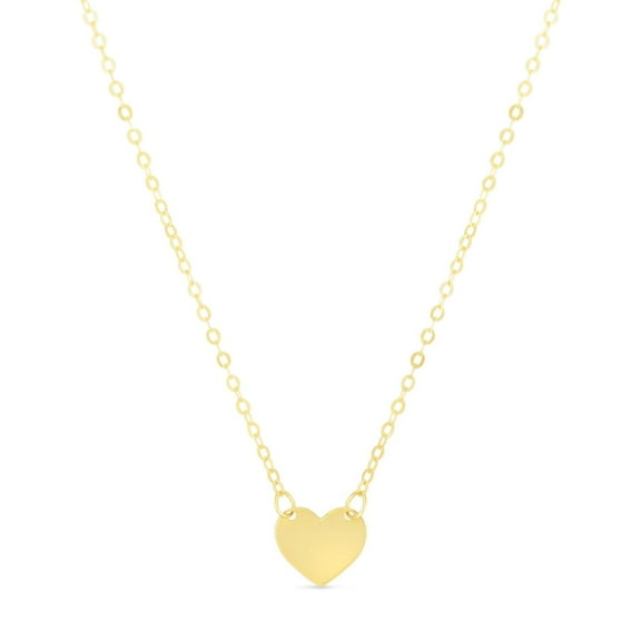 JewelStop 14K Yellow Gold Polished Finish Jump Ring at 16in Mini Heart Necklace with Spring Ring Clasp - 18"