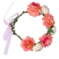 thumbnail image 3 of Corona Para El Cabello, Flor Artificial Diadema De Flores Poliéster Ajustable Suave Durable Para Mujeres Amigas Para Bodas Fiestas Festivales Playas Tomar Fotos ANGGREK beige coral, 3 of 8