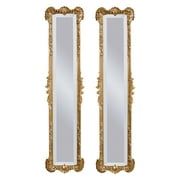 Set of 2 Antique Gold Leaf Finish Mirrors - 12W x 50H in.