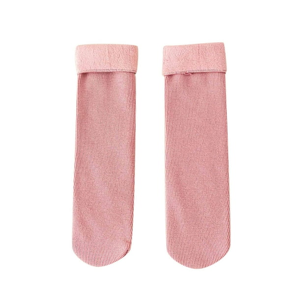 FADAACAI Women Casual Solid Plush Socks Warm Thickened Socks Pink One Size Clearance!